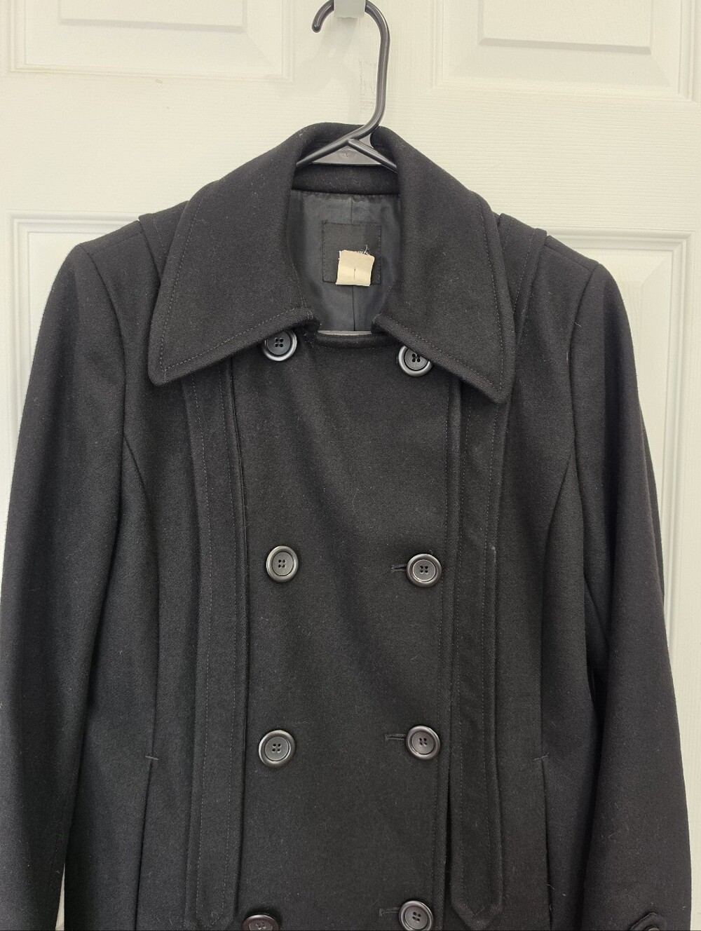 J.Crew Women's Black Wool Blend Double Breasted Peacoat Jacket Size 4 Structured - Picture 3 of 14